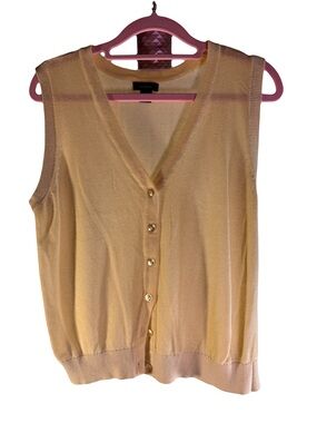 Halogen Pale Yellow Sleeveless Button-Front Knit Vest